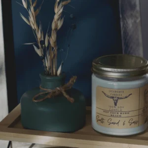 Salt, Sand & Sass - Coastal Amber & Coconut Milk Soy Candle - Sandalwood, Musk & Sea Salt Blend